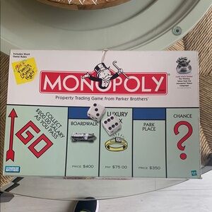Red and White Monopoly Board Game with Iconic Features